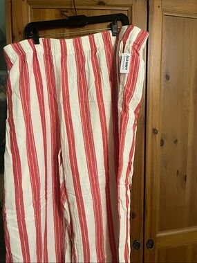 Old Navy Red and White Vertical Stripe Wide-Leg Pants